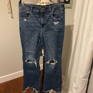 American Eagle Outfitters High Rise Artist Flare Distressed Flare Jeans
